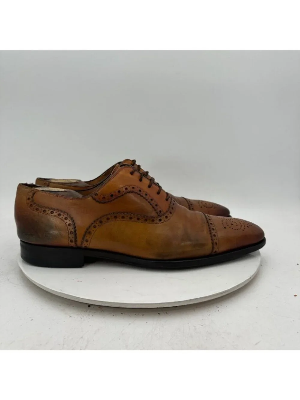 Magnanni Men Size 10 Brown Leather Wingtip Cap Toe Lace Up Oxford Dress Shoes